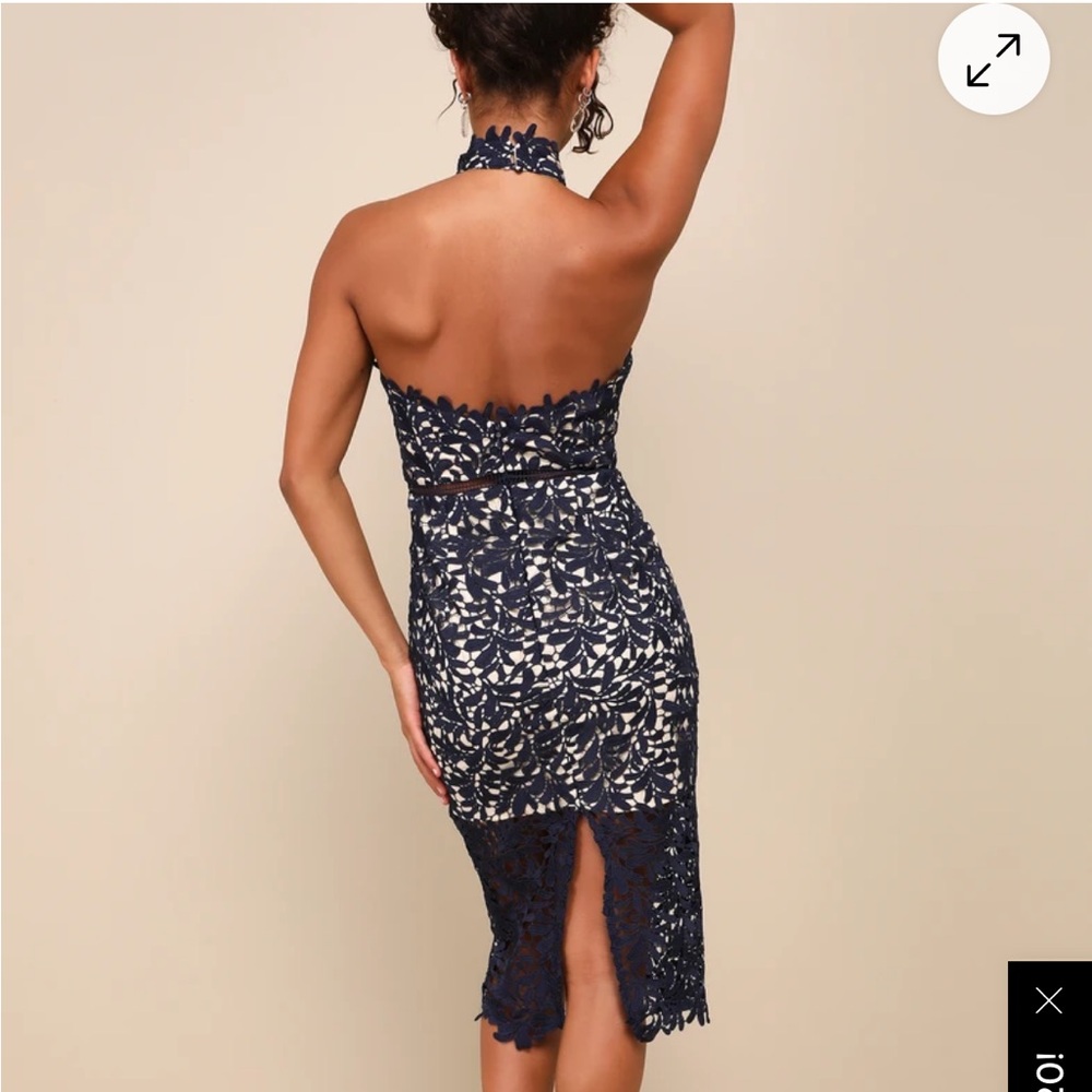 Lulu's Navy Lace Midi Dress